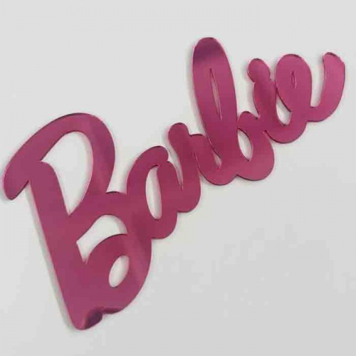 Зеркальный акриловый топпер "Barbiе" (Барби) малиновый